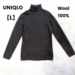 ユニクロ✨エクストラファイン メリノリブ タートルネックセーター グレー【L】