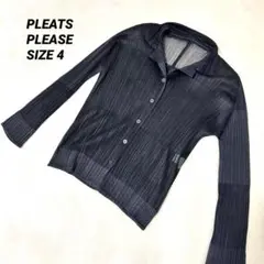 極美品✨PLEATS PLEASE XLサイズ 黒色　シャツ　長袖　メッシュ