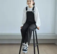 【試着のみ、美品】グローバルワーク完売アイテム ブラックデニムサロペット