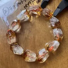 ②天然石　ラフカット　シトリン　内周17cm ブレスレット　パーツ