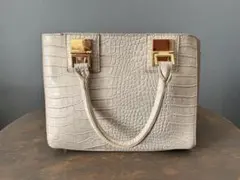 クロコダイル型押しハンドバッグ ベージュ