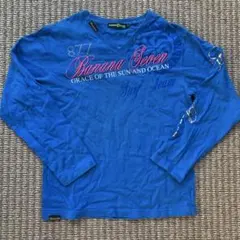 希少 BANANA SEVEN Vネック ロンT ブルー ラインストーン 刺繍のサムネイル