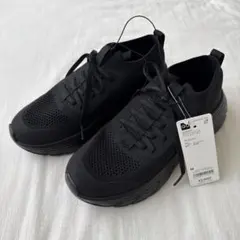 GU ボリュームソール ニットスニーカー Mサイズ ブラック 黒