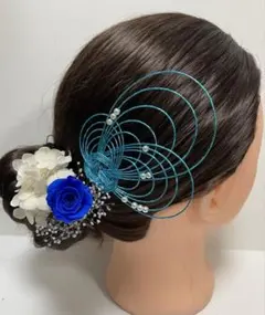 652.水引髪飾り　成人式髪飾り　卒業式髪飾り　プリザーブドフラワー