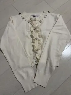 Ankrouge フリルパールビジューニットカーディガン