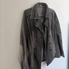 ダークグレー デニムジャケット ダブルボタン