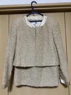 courrèges ベージュ ツイード ショートジャケットスーツ