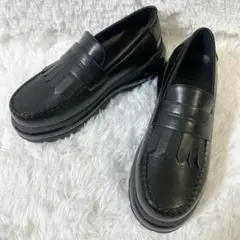 FILLIN ローファー ブラック 28 厚底 レザー 黒 - メルカリ