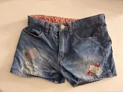 平成女児ファッション　ハローキティ デニムショートパンツ