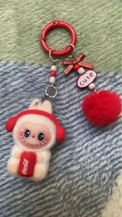 ラブブ風 キーホルダー レッド うさぎ バッグチャーム