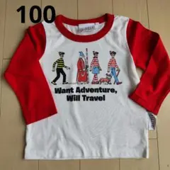 ウォーリーを探せ　ロンT　長袖Tシャツ 白 100