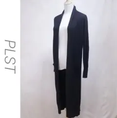 PLST ロングカーディガン　黒　長袖　M 2ポケット　シンプル　/E166