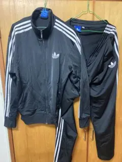 アディダス　ファイヤーバード上下　セットアップ　黒白ライン　xl