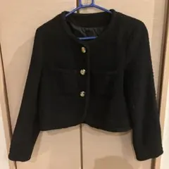 ZARA ノーカラージャケット ブラック Mサイズ 金ボタン - メルカリ