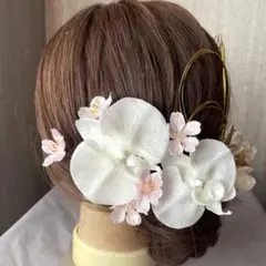 桜×胡蝶蘭髪飾り♡卒業式　結婚式　成人式　袴　振袖　和装　水引き　袴　春　ピンク