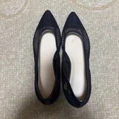 黒 メッシュデザイン フラットシューズ