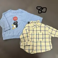 ユニクロPINGU トレーナー & petit main チェックシャツ 80