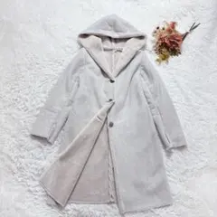 美品 マーキュリーデュオ ロングムートンコート フード 厚手 無地 裏地ボア