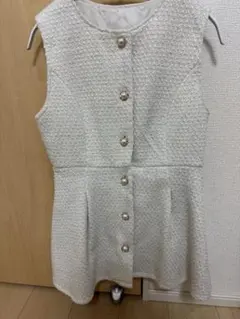 GRL ツイードペプラムベスト ホワイト フリーサイズ