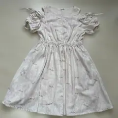 JENNI リボン付きパフスリーブワンピース　紫　肩出し　140センチ