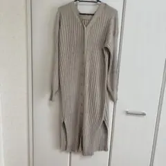 レディース cocaベージュ リブ編み ニットワンピース 秋服 冬服