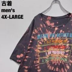 古着 ノーブランド Tシャツ ビッグシルエット ブリーチ加工 こげ茶 4XLT