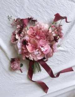 ウェディングブーケ ピンク系 造花
