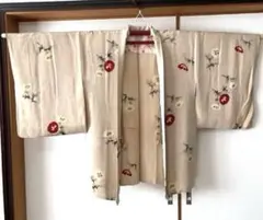 正絹 柔らか　儚げなお花柄 ベージュ 羽織（和装小物材料に）