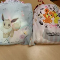 【新品未使用】ポケモン　巾着付きブランケット2種セット