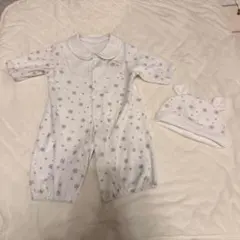 ホワイト ツーウェイ・ドレスオールと帽子セット