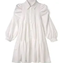 【GRL】パワショルティアード シャツワンピース フレア