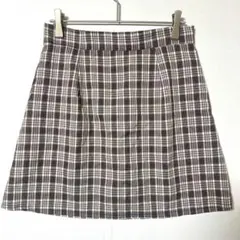 チェック スカパン ミニ丈 ブラウン系 インナーパンツ付 かわいい iy