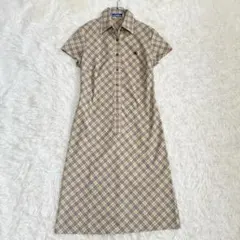 バーバリーブルーレーベル 半袖ロングワンピース ノバチェック ベージュ 40
