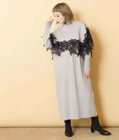 OSMOSIS オズモーシス レースポンチョ ニット　ポンチョ　ケープ（新品）