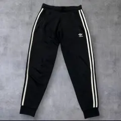 adidas トラックパンツ M 黒 3ライン トレフォイル フェード 雰囲気系