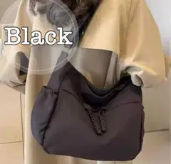 大容量　韓国　タッセル付き　斜めがけ　ショルダーバッグトートバッグ ブラック B