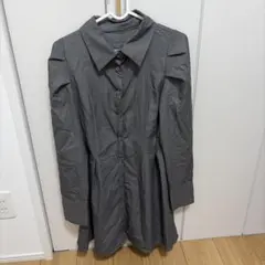 グレー ボタンアップ シャツドレス