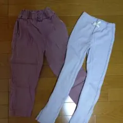 紫色と水色のリブパンツ2点セット130