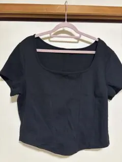 GU ブラック ショート丈 半袖Tシャツ XL