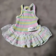 小型犬用ストライプフリルドレス　(No.23)