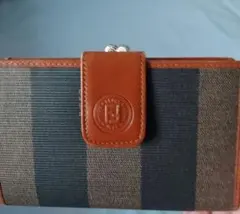 フェンディ がま口 ペカン ロゴ PVC レザー ストライプ12日セール終了