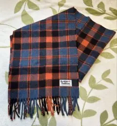 Scottish Tradition チェック柄マフラー　ブルー×オレンジ