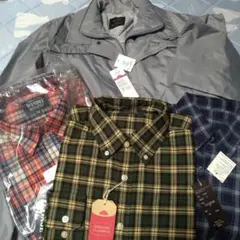 チェック柄シャツM3着 ジャケットセット M　まとめて 未使用