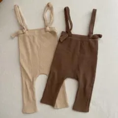 marine blue マリンブルー リブ ブラウン ベビー スパッツ2枚セット