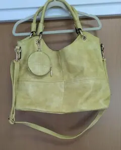 【FIRANO】フィラノ イエロー 2way トートバッグ 丸型コインケース付き