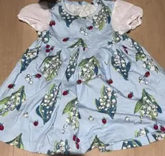 100センチ　ハッカキッズ✳︎花苺柄　半袖 ワンピース