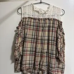 チェック柄オフショルダー Mサイズ