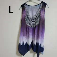 【L】ボヘミアンスタイル ノースリーブチュニック