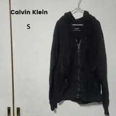 ★Calvin Klein [Ｓ] 黒 ジップアップパーカー 古着