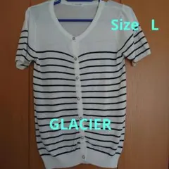 GLACIER クルーネック 半袖カーディガン L